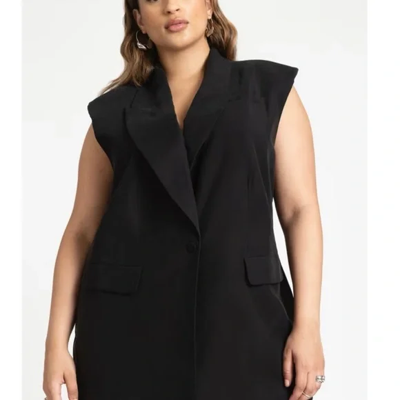 NWT Eloquii Longline Double Breasted Blazer Vest - Picture 1 of 8